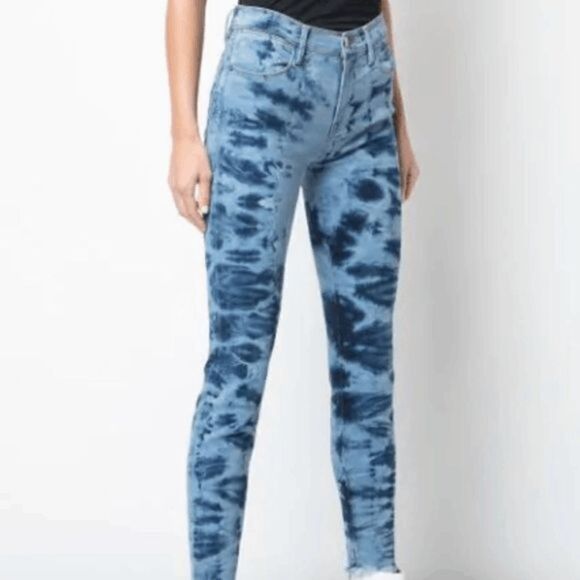 FRAME DENIM Le High Rise Skinny Raw Edge Jeans Denim Gaze size 30 - Picture 2 of 11